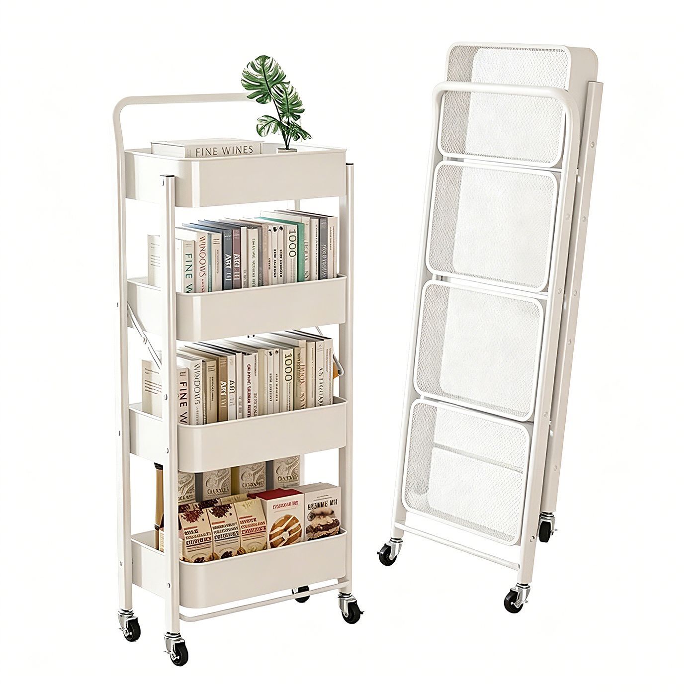 Troli Dapur Lipat Beroda 4 Tin - Kitchen Appliances In White ulasan dan harga